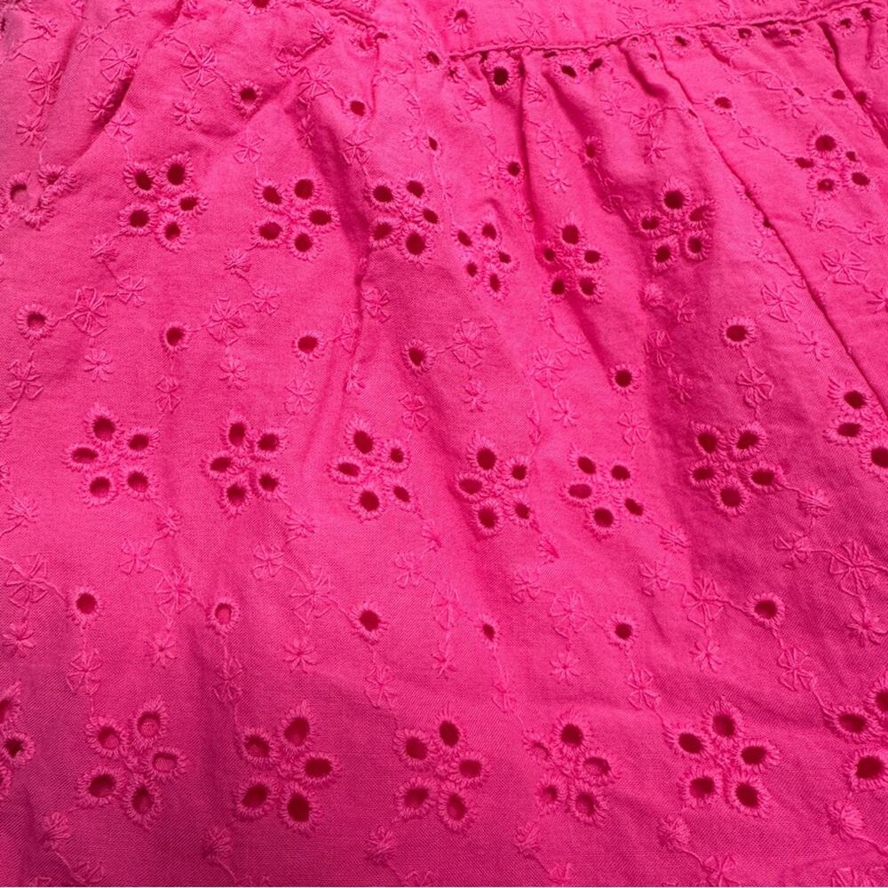 Janie and Jack Pink Eyelet Romper Girls 8 Ruffle Strap Summer Vacation Outfit - Picture 5 of 11